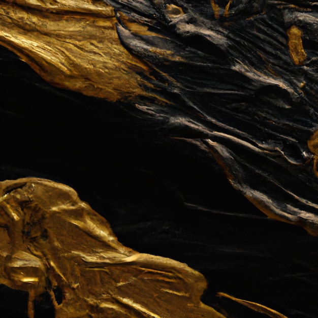 Ouro e textura pintada a óleo preto