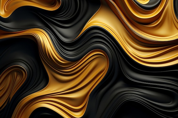 Ouro ondulado e tecido preto estilo brilhante IA generativa