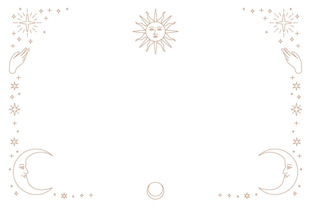 Ouro png sol celestial e lua monolina moldura transparente