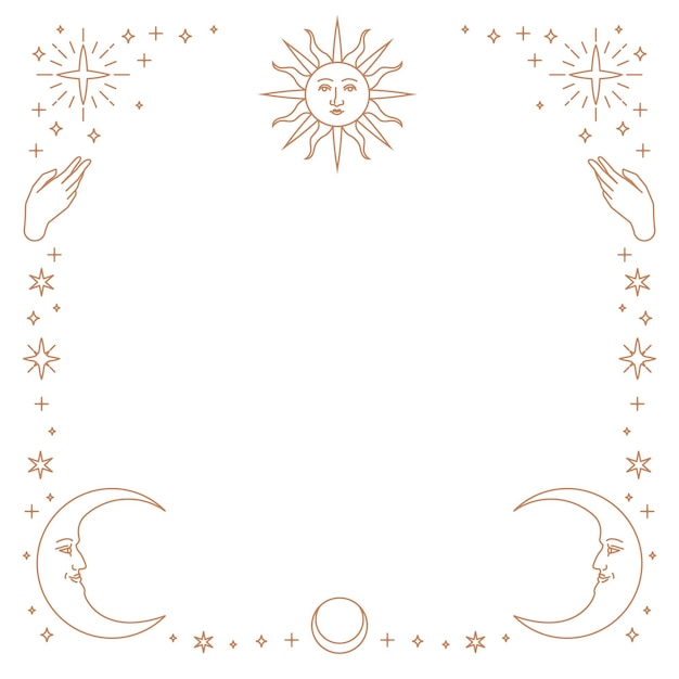 Ouro png sol celestial e lua monolina moldura transparente