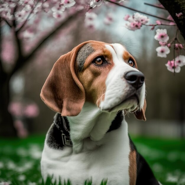 Outdoor-Beagle-Hund als Haustierporträt in hinreißend realistischer Detailtreue