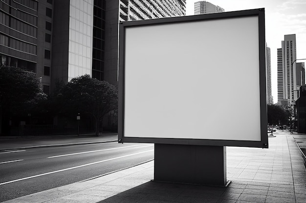 Outdoor branco em branco simulado no lado da rua da placa de exibição de plano de fundo da cidade generativa Ai