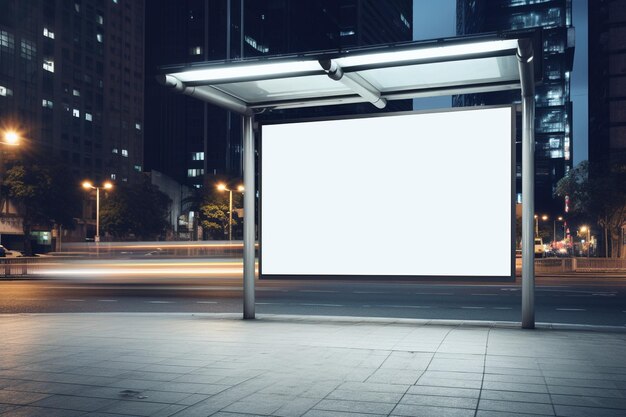 Outdoor de estação de ônibus com tela de espaço de cópia em branco para sua mensagem de texto publicitária ou promocional