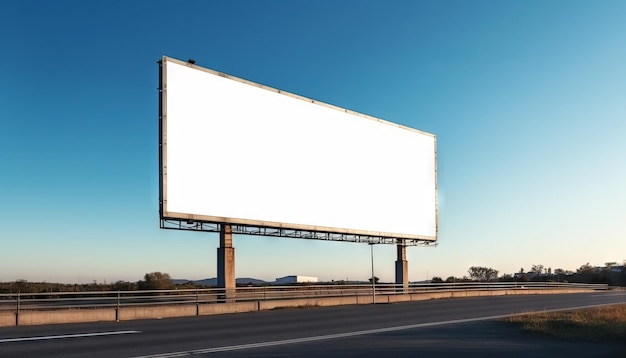 Foto outdoor de publicidade vazio na estrada com modelo de conceito de publicidade de céu azul generative ai
