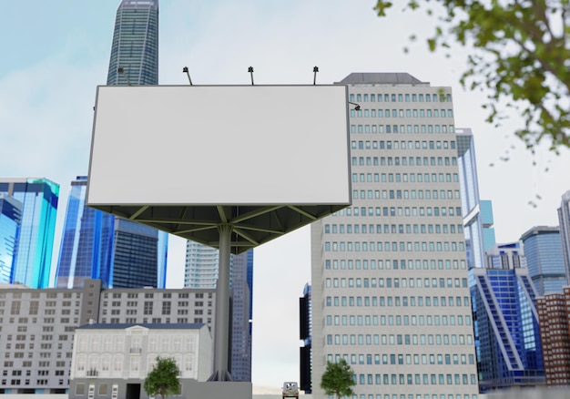 Outdoor em branco de maquete 3D em renderização no centro da cidade