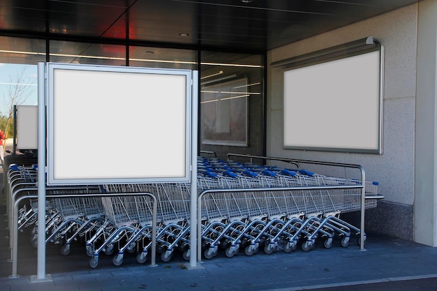 Outdoor em branco em um supermercado