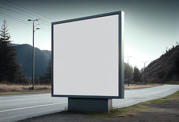 Outdoor em branco na estrada com uma cidade