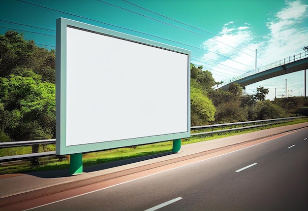 Outdoor em branco na estrada com uma cidade