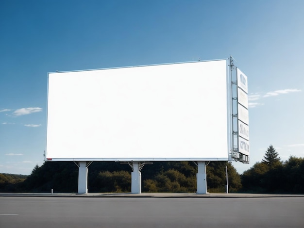 Outdoor em branco no fundo do céu azul