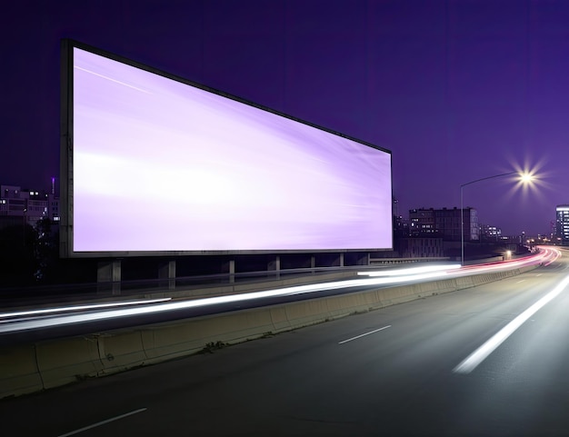 Outdoor em branco para cartaz de publicidade ao ar livre ou outdoor em branco durante a noite para a luz da rua de propaganda