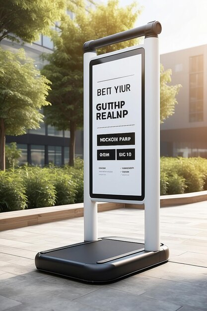 Outdoor Fitness Bootcamp Equipment Usage Signage Mockup con espacio blanco en blanco para colocar su diseño