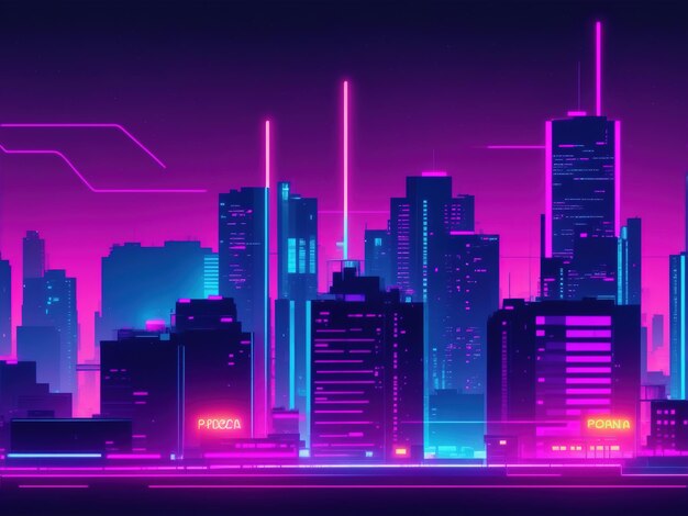 Outdoors modernos neon futuristas na cidade à noite Para tecnologia Generative AI