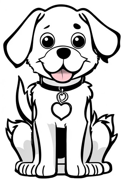 Outline de página de colorir de crianças Página de colorir Ilustração de cão bonito