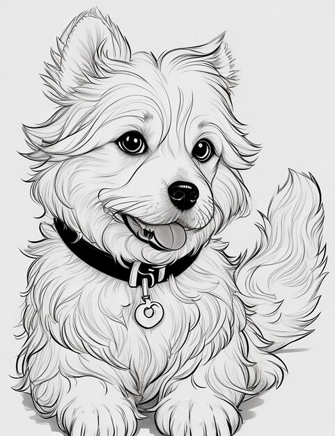 Foto outline de página de colorir de crianças página de colorir ilustração de cão bonito
