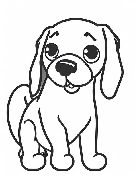 Outline de página de colorir de crianças Página de colorir Ilustração de cão bonito