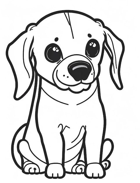 Outline de página de colorir de crianças Página de colorir Ilustração de cão bonito