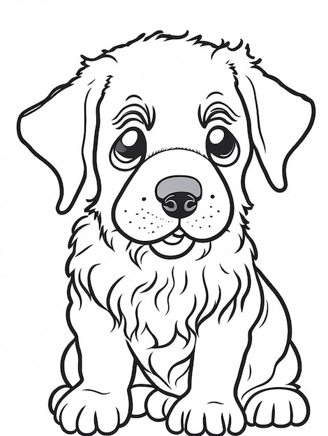 Outline de página de colorir de crianças Página de colorir Ilustração de cão bonito