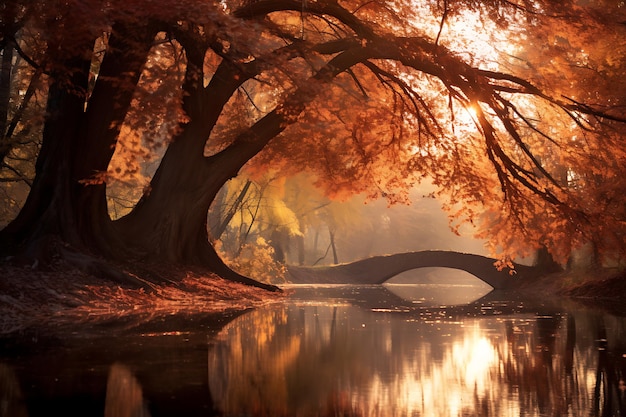 Outono Abraço Quente Outono Paisagem Foto