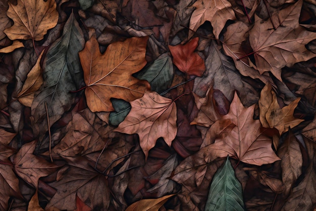 Foto outono deixa o fundo com espaço de cópia para texto ou imagem vista superior