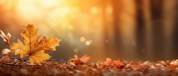 Outono festivo e decoração feliz de Ação de Graças de bagas de abóboras e folhas geradas por Ai