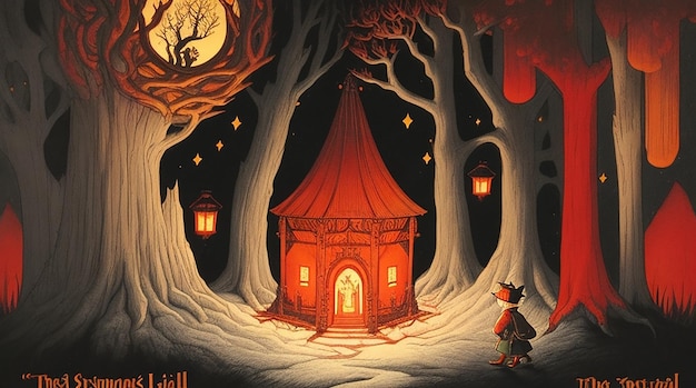 outono floresta noite assustadora velha arquitetura casa misteriosa