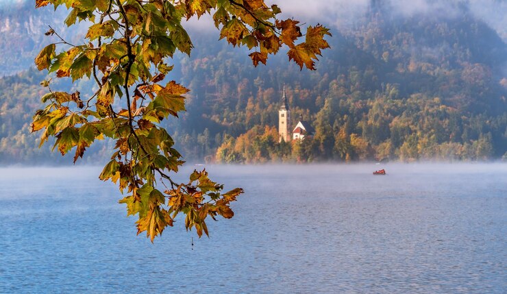 Foto outono no lago bled