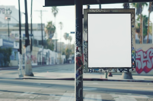 Outro outdoor realista em uma parada de ônibus em Los Angeles, Califórnia, para criar uma maquete de marketing