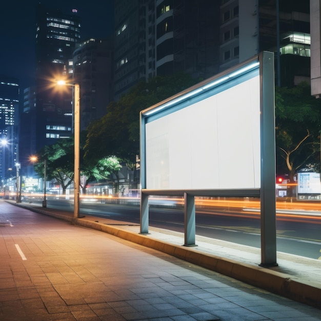 Foto outro quadro publicitário em branco à noite para publicidade em um ambiente urbano