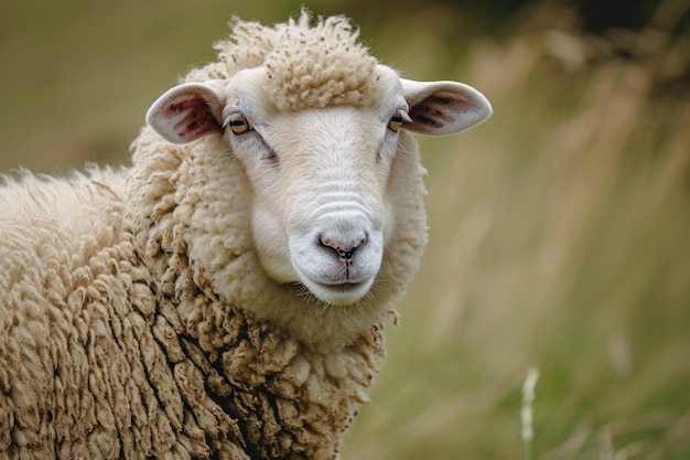 Una oveja aparta la mirada de la cámara.