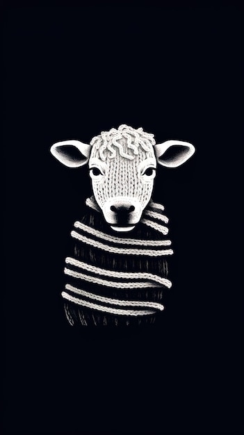 una oveja con una bufanda que dice ovejas en ella