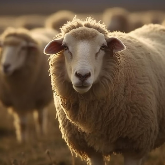 Una oveja de cara blanca y crotal marrón.