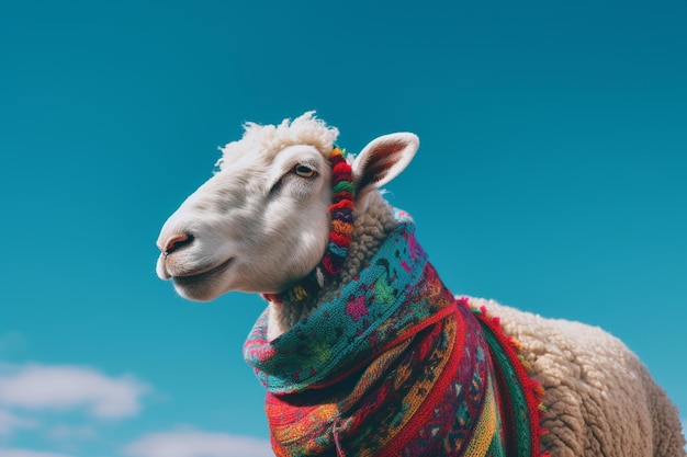 Una oveja con un pañuelo que dice "oveja"