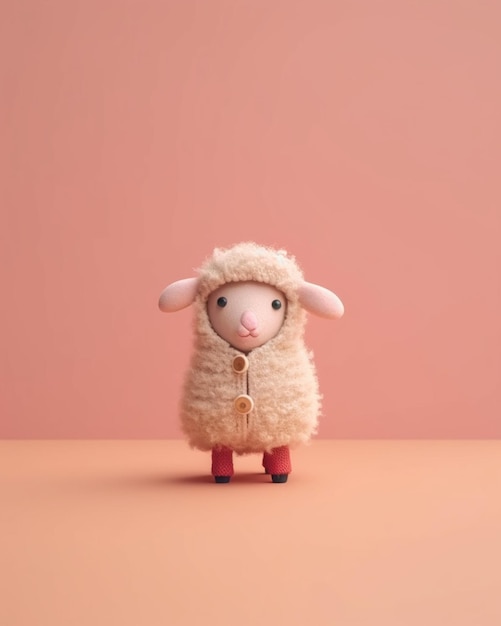 Una oveja rosa con un cascabel