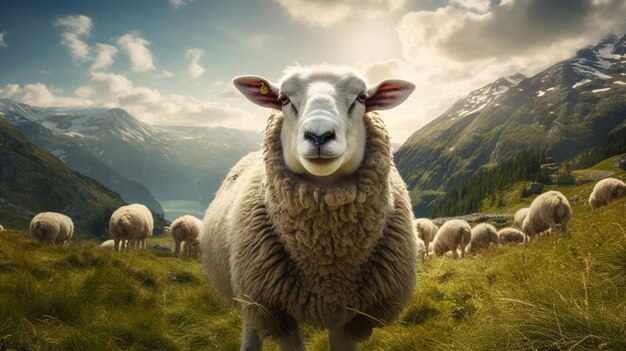Las ovejas en un campo
