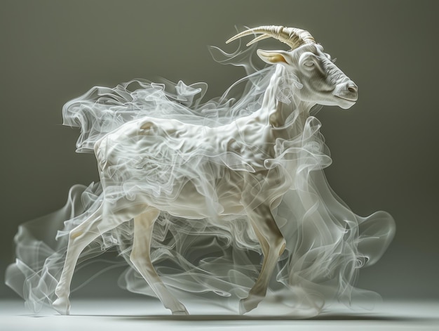Foto ovejas hechas de humo de acuerdo con el signo zodiacal chino de los 12 animales del zodiaco