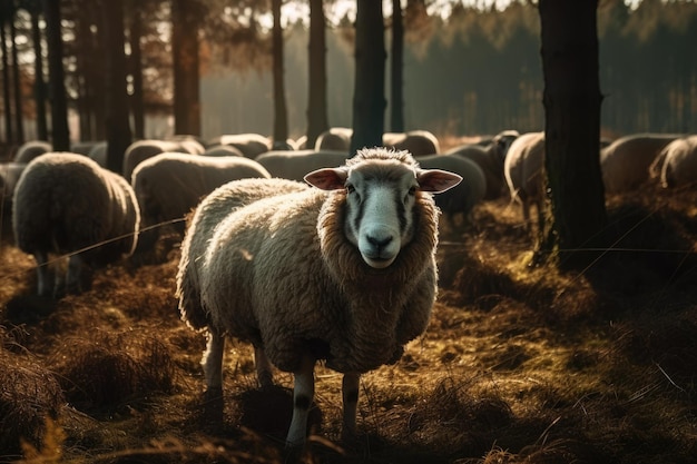 Las ovejas pastan en el campo de los Países Bajos39 mientras te observan