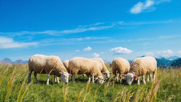 Las ovejas pastando en las praderas de los Cárpatos