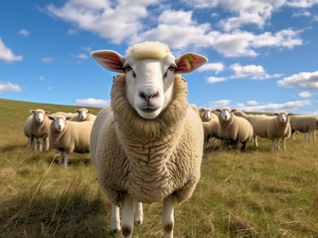 Las ovejas en un pasto