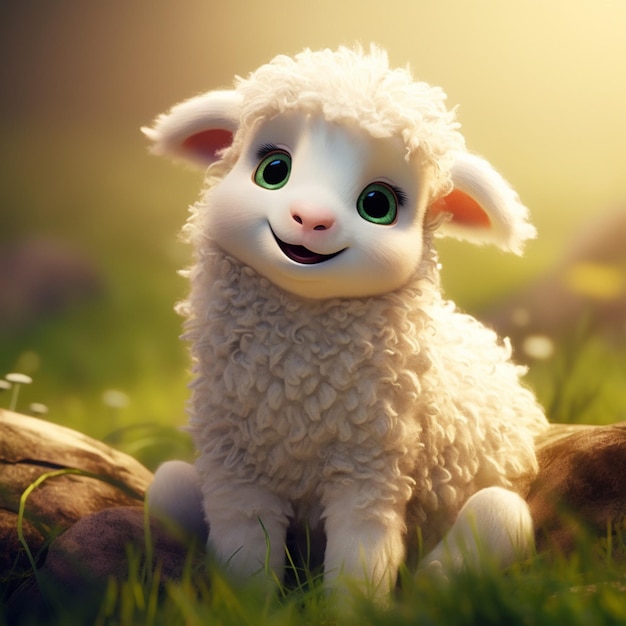 una ovejita bebé al estilo Pixar sin fondo 1