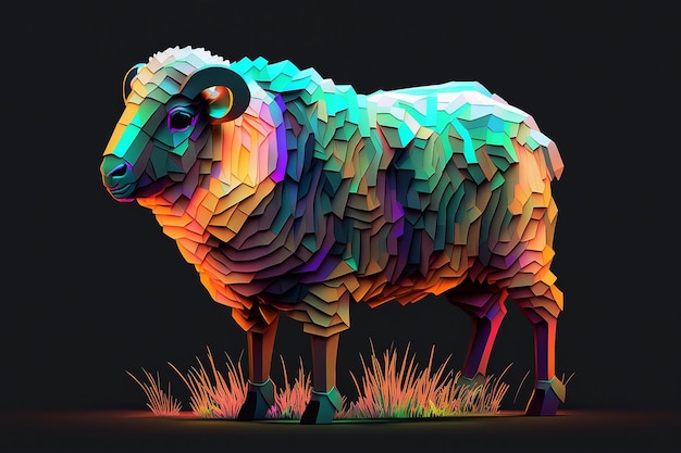 Ovelha geomatrick ilustração vetorial lowpoly arte gerada por ai