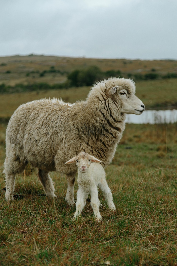 Foto ovelhas de pé num campo