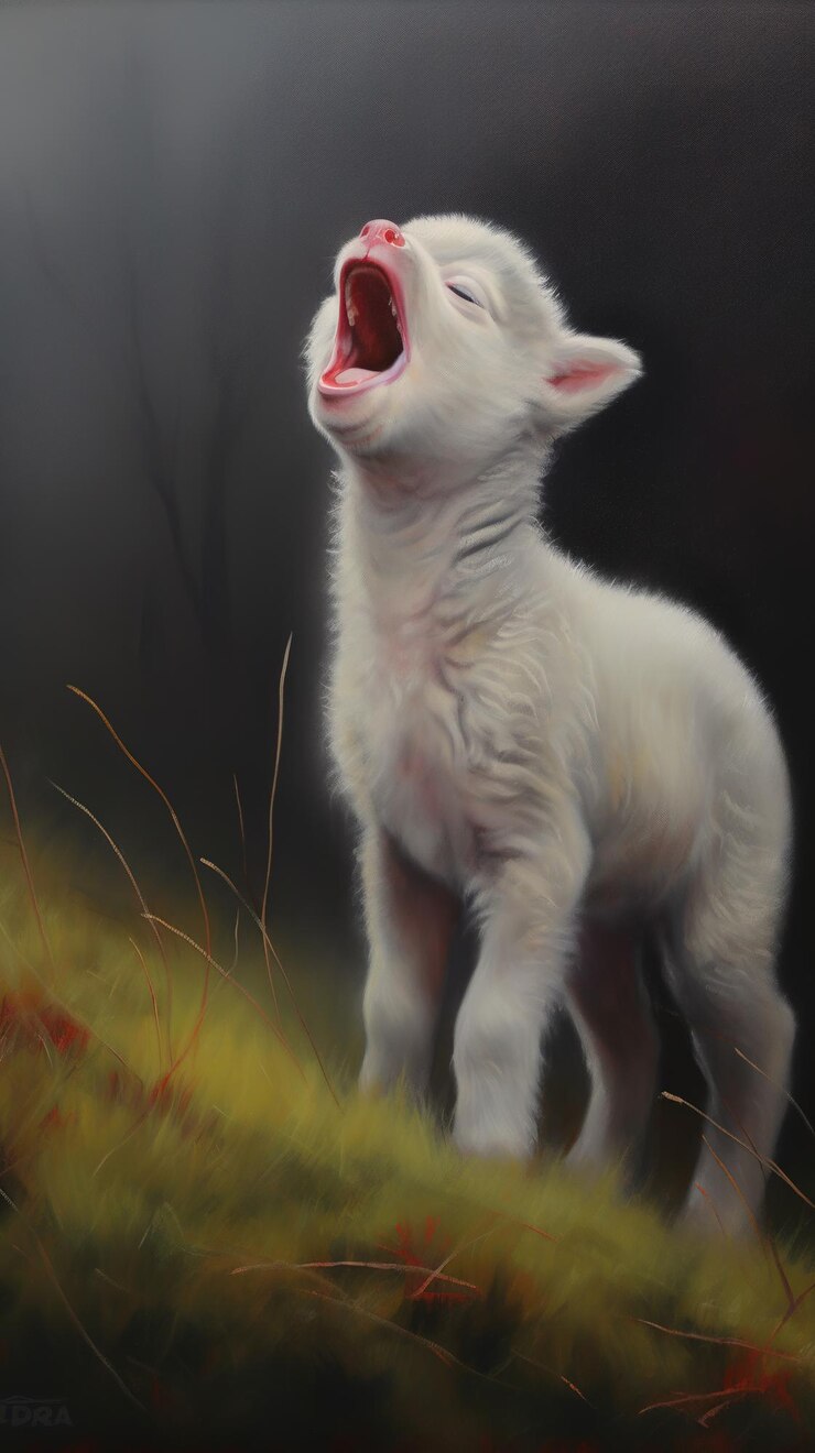 Foto ovelhas no campo jovem cordeiro chamando como ele cantando ai generativo