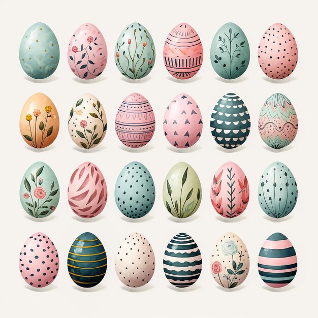 Foto ovo de páscoa colorido decorado com padrão floral ícone vetorial símbolo de feriado