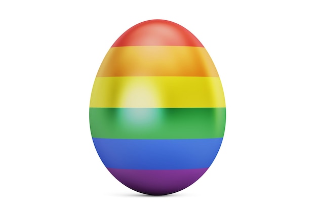 Ovo de Páscoa com renderização em 3D da bandeira gay do arco-íris