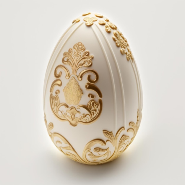 Ovo de páscoa de chocolate branco com detalhes dourados