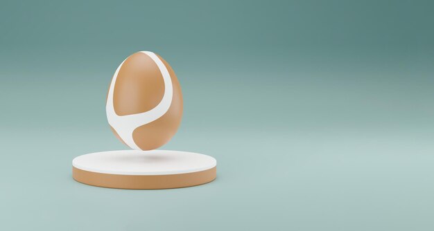 Ovo de Páscoa dourado no pódio 3d render ilustração fundo verde feliz dia de páscoa conceito cena mínima com pedestal e ovo