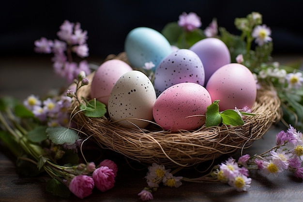 Ovos bonitos sob a escrita da Páscoa