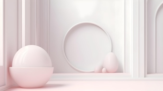 Ovos cor de rosa em um quarto branco