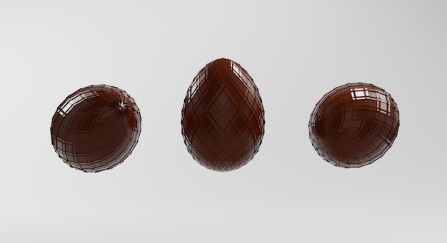 Ovos de chocolate de páscoa isolados em uma ilustração de fundo branco d