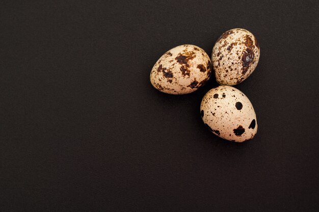 Ovos de codorna em um fundo preto